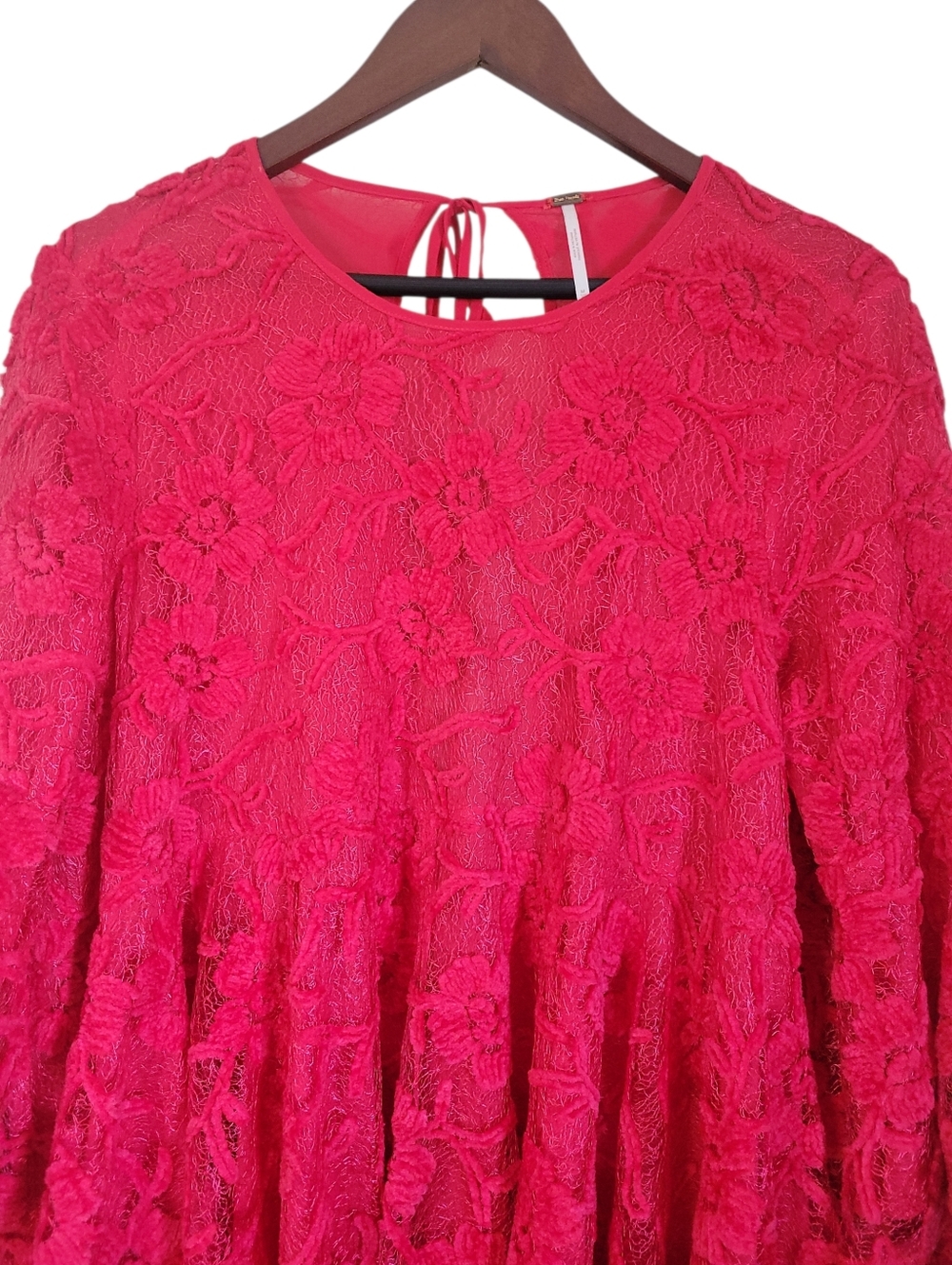 ​Free People Le Fleur Red Lace Babydoll Swing Mini Dress Festival Romatic Medium - Picture 5 of 12